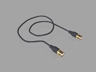 High Quality Black Cable With Gold Plated Connectors On Both Ends 3d model
