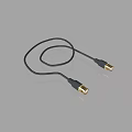 High Quality Black Cable With Gold Plated Connectors On Both Ends 3d model