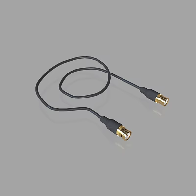 High Quality Black Cable With Gold Plated Connectors On Both Ends 3d model