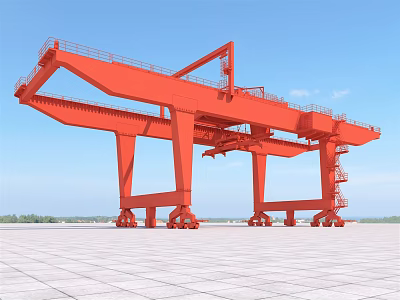 Red Gantry Crane Industrial Equipment For Heavy Duty Outdoor Lifting Operations 3d model