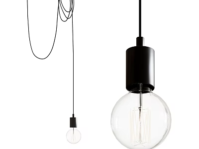 Modern Industrial Pendant Lights With Black Metal Base And Clear Glass Shades 3d model