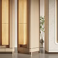 Modern Exhibition Hall Decorative Columns With Wood Marble And Lighting Design