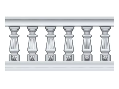 Classical Style Ornamental Railing With Decorative Balusters And Intricate Carved Details 3d model