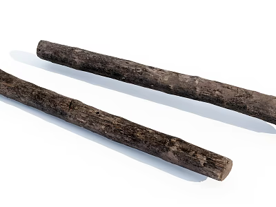 Natural Stone And Wood Logs With Textured Surfaces On White Backdrop 3d model