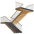 Modern Staircase Interior Design With Marble Steps Glass Railings And Metal Handrail