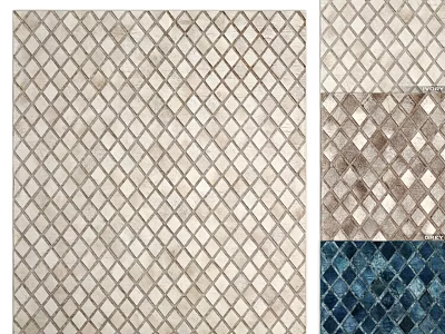 Square Carpet With Diamond Pattern In Beige Brown And Blue Tones For Home Decor 3d model