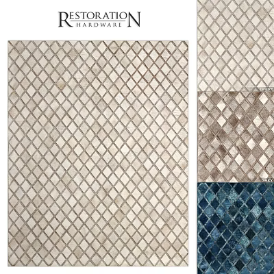 Square Carpet With Diamond Pattern In Beige Brown And Blue Tones For Home Decor 3d model