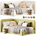 Modern Soft Upholstered Kids Bed With Lovely Fox Pillows And Multiple Fabric Color Choices