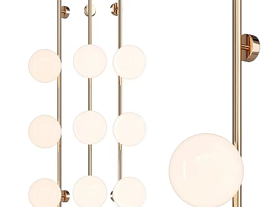 Modern Brass Wall Lamp With White Spherical Glass Shades For Home Decor 3d model