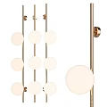 Modern Brass Wall Lamp With White Spherical Glass Shades For Home Decor
