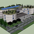 Modern Museum Building Architecture With Circular Structure Green Roof Design Trees And Street View