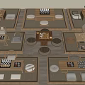 New Chinese Chess Table and Chair Chessboard Go Chess Tea Table and Chair 3d model