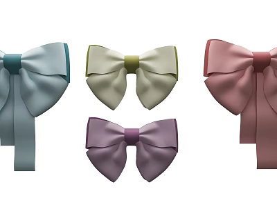 Decorative Bow Shaped Ornament Set with Light Blue Cream Pink Purple for Home Decoration 3d model