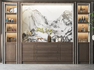 New Chinese Decorative Cabinet Decorative Cabinet Background Wall 3d model