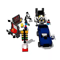 Building Blocks Play Scene With Blue Car Figures Traffic Light And Control Console