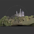Detailed Castle Architectural Model Featuring Scenic Pathway and Surrounding Green Trees 3d model