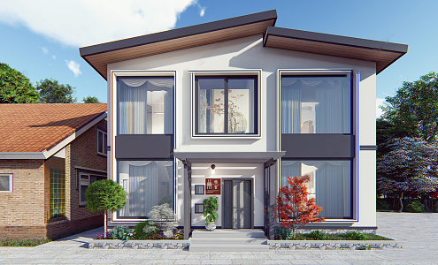 Modern single-family villa exterior 3d model