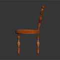 Classic Wooden Leisure Chair With Curved Backrest Decorative Wooden Knobs And Carved Legs