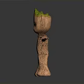 Humanoid Tree Creature With Green Crown And Trunk Body Standing Arms Outstretched