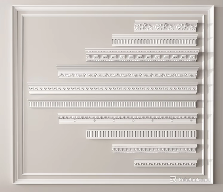 Various Decorative Gypsum Molding Styles For Interior Wall And Ceiling Decoration 3d model 