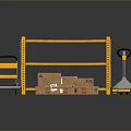 Industrial Storage Rack With Hand Truck Wooden Pallet And Cardboard Boxes