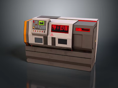 Modern Industrial CNC Lathe Machine With Control Panel And Digital Display Screen 3d model