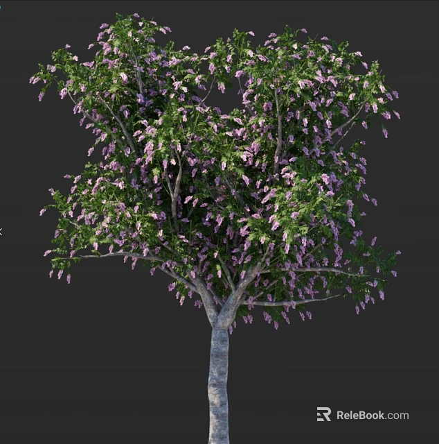 Lush Vibrant Arbor Tree With Green Foliage Purple Blossoms And Graceful Shape 3d model 