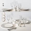 Elegant Dinnerware Set With Plates Wine Glasses Cups And Cutlery For Dining Table
