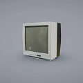 Vintage White Television With Classic Casing And Retro Screen On Plain Gray Background 3d model