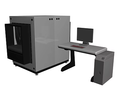 Modern Office Desk Setup With Computer Monitor Keyboard And Office Cabinet 3d model