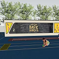 School Welcome Feature Wall With Chalkboard Design Colorful Graphics And Trees