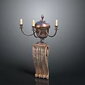Decorative Metal Candelabra With Three Candle Arms And Scroll Base 3d model