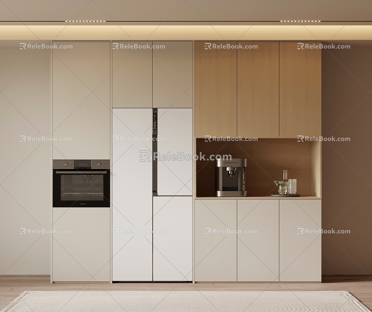 Modern Wine Cabinet Sideboard Refrigerator Oven Coffee Maker 3d model