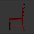 Red Wooden Leisure Chair With Slatted Backrest And Square Seat Surface Design