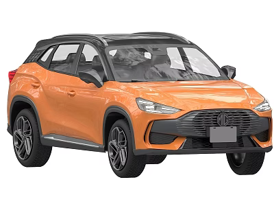 Orange Modern SUV With Black Roof Sleek Body And Stylish Wheels 3d model