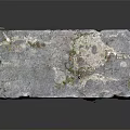 Moss Covered Rectangular Stone With Textured Surface And Color Variations On Dark Background 3d model
