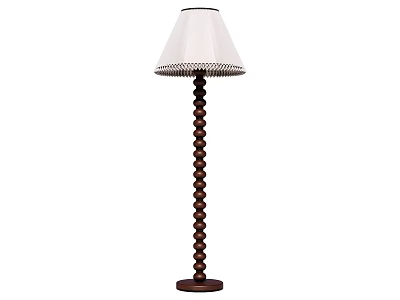 Elegant Floor Lamp Featuring Spiral Dark Brown Base And White Decorative Lampshade 3d model