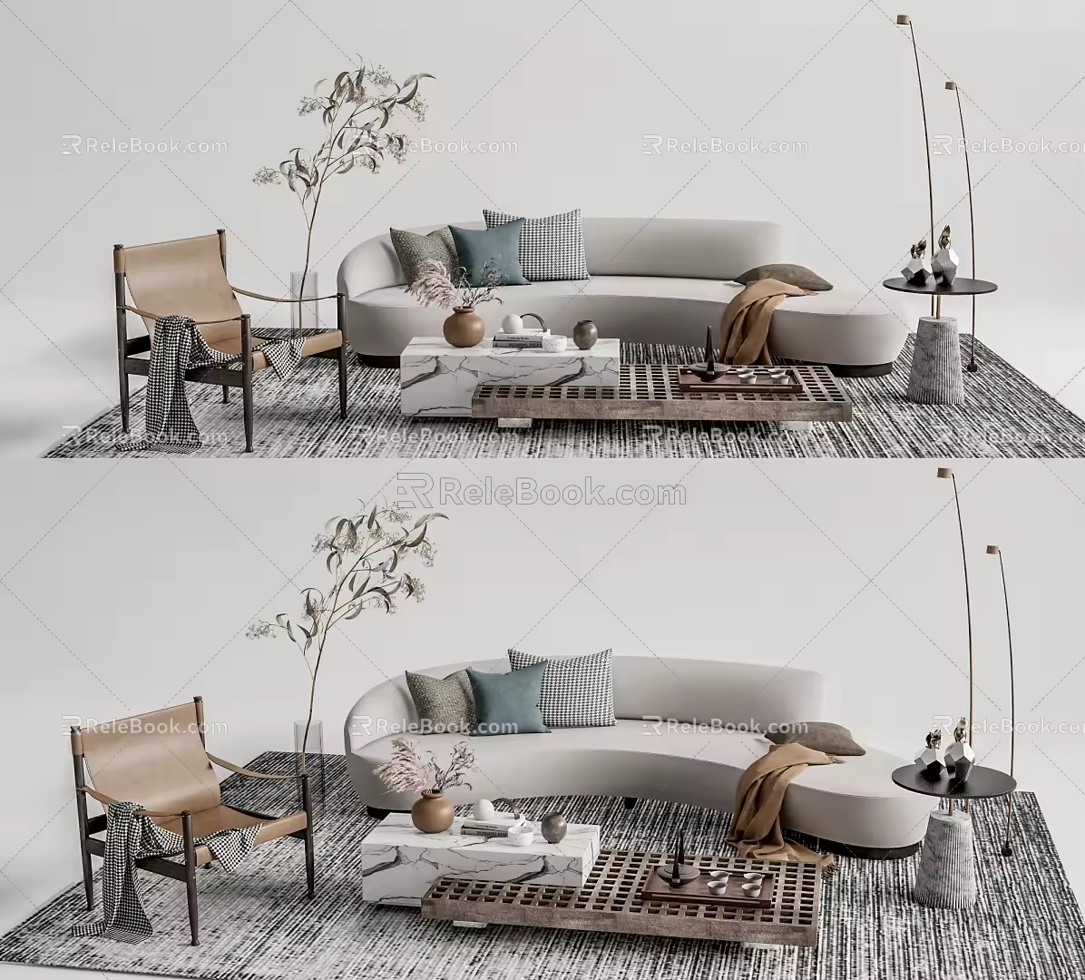 Quiet Sofa Tea Table Combination Sofa Coffee Table 3d model