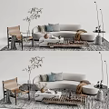Quiet Sofa Tea Table Combination Sofa Coffee Table 3d model