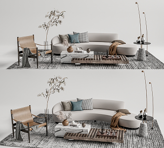 Quiet Sofa Tea Table Combination Sofa Coffee Table 3d model