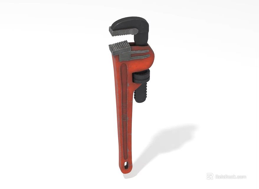 Red and Black Adjustable Pipe Wrench Hardware Tool with Ergonomic Handle for Plumbing Repair 3d model 