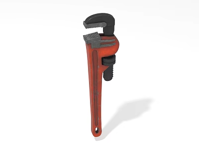 Red and Black Adjustable Pipe Wrench Hardware Tool with Ergonomic Handle for Plumbing Repair 3d model