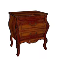 Classic Wooden Decorative Cabinet With Carved Details Two Drawers And Curved Legs
