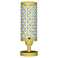Modern Gold Table Lamp With Blue Diamond Pattern Shade And Base