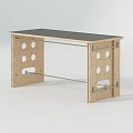 Simple Modern Office Desk With Wooden Tabletop And Metal Support Frame Structure Design
