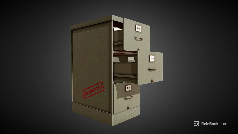 Sturdy Metal Filing Cabinet With Multiple Labeled Drawers For Office Document Storage 3d model