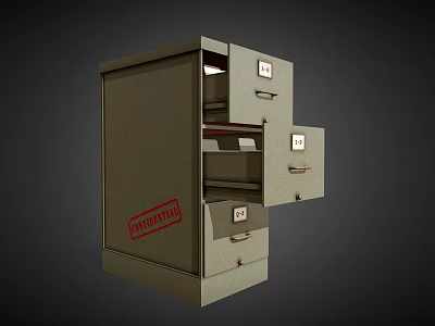 Sturdy Metal Filing Cabinet With Multiple Labeled Drawers For Office Document Storage 3d model
