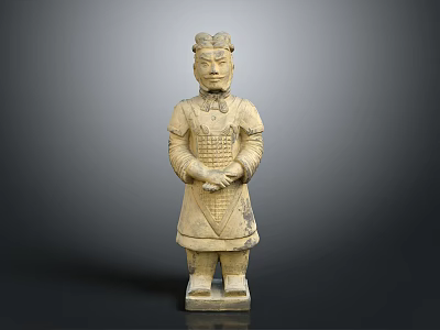 Ancient Chinese Terracotta Warrior Statue With Armored Outfit And Standing Posture 3d model