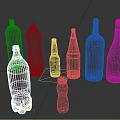 Assorted Colored Wine Bottles Including Pink Yellow Red and Labeled Varieties