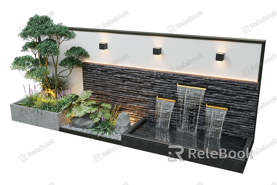 Modern Waterscape Wall Courtyard Waterscape Water Landscape Wall Landscape Plants model